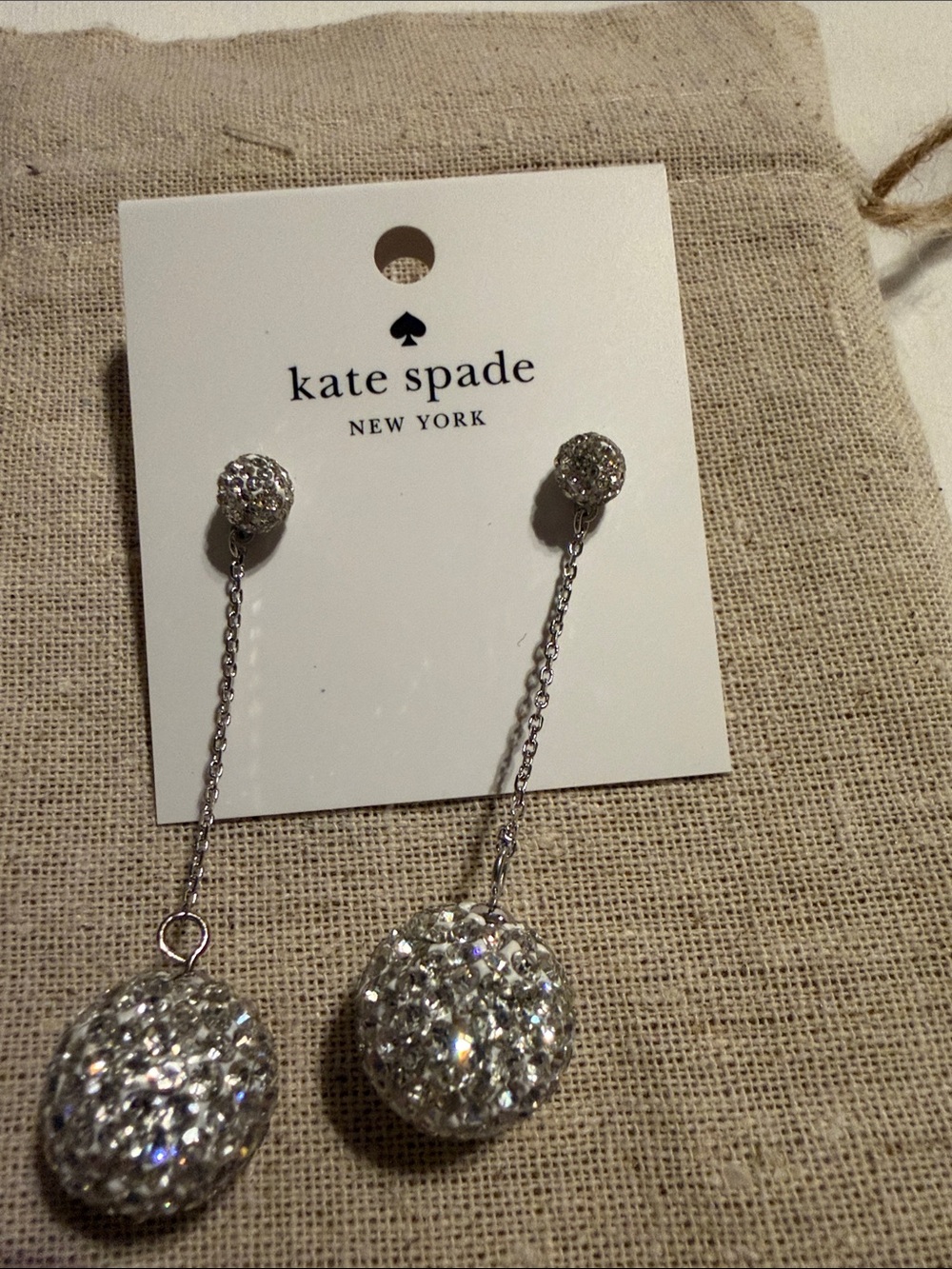 kate spade silver crystal pavé drop earrings